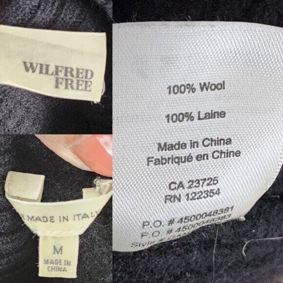 Wilfred Free 100% Wool Ribbed Knit Turtlenck High Low Lin Sweater - Picture 4 of 4